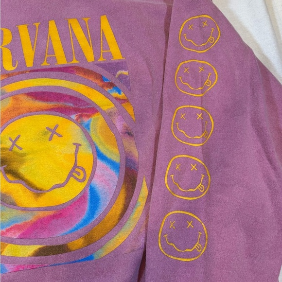Urban Outfitters Oversized Nirvana Graphic Faded Pink Crewneck Sweatshirt - Picture 3 of 8
